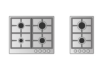 Wall Mural - Gas stove top view icon set. Clipart image isolated on white background