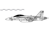 Boeing F/A-18F Super Hornet. Vector Drawing Of Multirole Fighter Aircraft. Side View. Image For Illustration And Infographics.