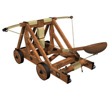 Ancient Catapult. 3D Rendering Illustration Of An Ancient Catapult Desing.