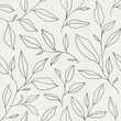 © Oleksandra - Seamless pattern with one line leaves. Vector floral background in trendy minimalistic linear style.