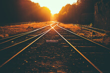 Railroad At Sunset