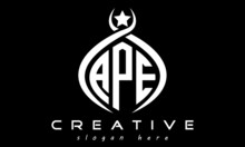 APE Three Letters Monogram Curved Oval Initial Logo Design, Geometric Minimalist Modern Business Shape Creative Logo, Vector Template