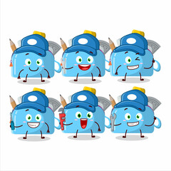 Sticker - mechanic blue pencil case cute mascot character with pliers