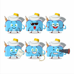 Sticker - A character image design of blue pencil case as a ship captain with binocular