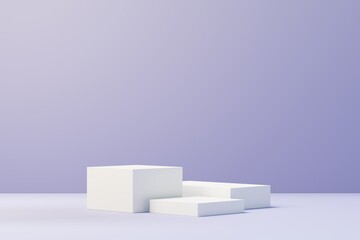 Wall Mural - 3d render of Beauty podium with Very Peri color of the year 2022 design for product presentation and advertising. Minimal pastel sky and Dreamy land scene. Romance concept.