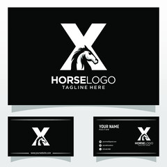Wall Mural - Letter X Horse Logo Design Template Inspiration, Vector Illustration.