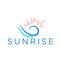 Wall Mural - Wave and sun logo, icon and vector