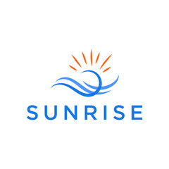 Wall Mural - Wave and sun logo, icon and vector