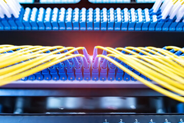 Fiber Optic cables connected to an optic ports