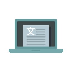 Poster - Laptop linguist icon flat isolated vector