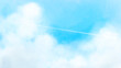 Leinwandbild Motiv 青空と雲の水彩風イラスト素材