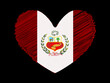 Peru flag in a heart shape with the wreath shield emblem coat of arms celebrating 28 of July in the Independence Day of Peru Country