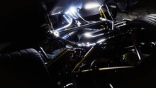 V12 engine detail shot in the dark