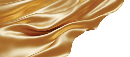 Wall Mural - Gold fabric flying in the wind isolated on white background 3D render