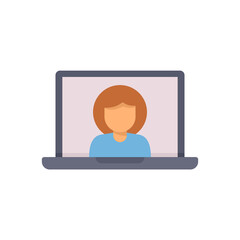 Canvas Print - Laptop video call icon flat isolated vector