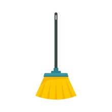Cleaning Brush Mop Icon Flat Isolated Vector
