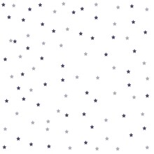 Scandinavian Seamless Pattern With Stars. Seamless Cute Pattern With Little Different Black Stars, Dots And Circles On White Background. Bright Stardust Background. Constellation.