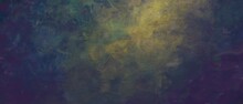 油絵抽象アート背景）グラデーションのダーク横長バナー　紫　黄色　夜　闇と光　ナチュラル　ドライな質感