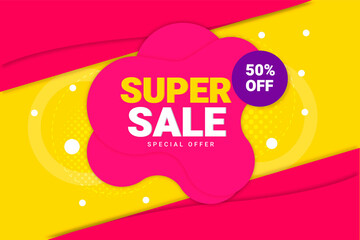 Sale banner discount promotion red and yellow concept
