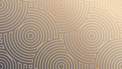 Gold overlapping concentric circles on nude gradient background. Vector illustration for cover, fabric, banner and more.