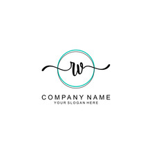 RV Initial Handwriting Logo With Circle Hand Drawn Template Vector