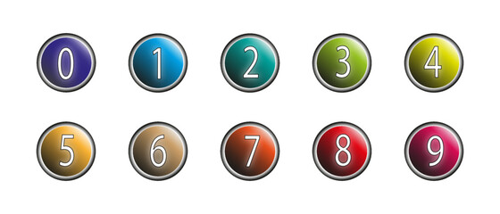 buttons multicolored with numbers on a white background