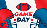 Fototapeta  - Game Day. American football playoff after the regular season in the United States. Seven teams from each of the league's two conferences qualify for the playoffs. Sport poster, banner design. 
