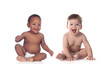 Cute babies on white background