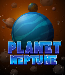Wall Mural - Planet Neptune word logo poster