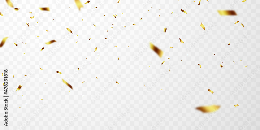 On a transparent background with gold confetti that can be separated ...
