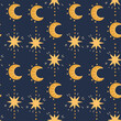 © EniaKlever - Illustration of a seamless pattern from the moon and stars. Simple cute style. Vertical direction. Astronomical, mystical, astrological themes.