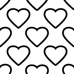 Wall Mural - Romantic background. The heart is drawn with a black outline on a white background. Poster for coloring. 