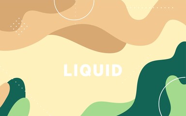 Wall Mural - modern abstract liquid color background with green and cream wave shape design.