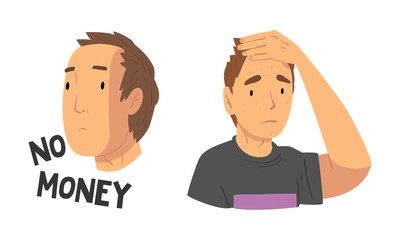 Poster - Face of Teenage Boy Feeling Lack of Money and Having Acne on His Skin Vector Set