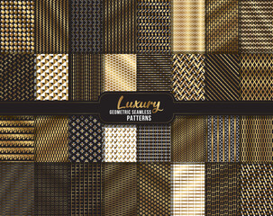 Luxury mega bundle, vector seamless geometric golden pattern background luxury set, collection. Abstract endless repeating texture for mask, duvet cover, t-shirt, phone case, wallpaper, carpet