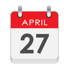 April 27. A Leaf Of The Flip Calendar With The Date Of April 27