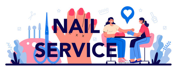 Wall Mural - Nail service typographic header. Manicurist, beauty salon worker.