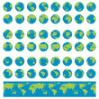 Earth Globes set. Planet Earth turnaround, rotation at different angles for animation