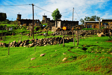 Wall Mural - Traditinal mountains village in the Kingdoom of Lesotho South Africa