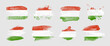 Painted flag of Hungary in various brushstroke styles.
