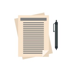 Poster - Notary paper pen icon flat isolated vector