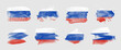 Painted flag of Russia in various brushstroke styles.
