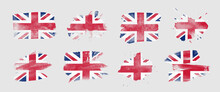 Painted Flag Of The United Kingdom In Various Brushstroke Styles.