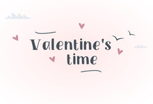 Happy Valentines Day Typography Poster On White Background. Vector Image