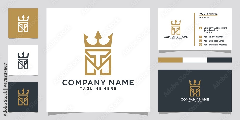 Initial letter TM or MT logo design with crown icon vector. Stock ...