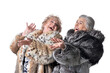 © aletia2011 - Portrait of senior women in fur coats isolated on white background
