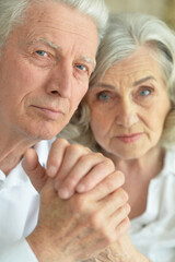 Sticker - Portrait of beautiful sad senior couple posing