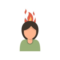 Poster - Woman in fire icon flat isolated vector