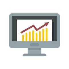 Poster - Office manager monitor graph icon flat isolated vector