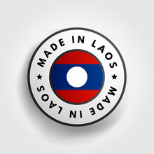 Made In Laos Text Emblem Badge, Concept Background